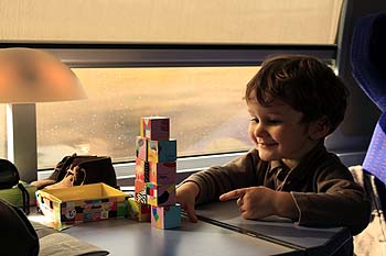 Family train travel to Alps