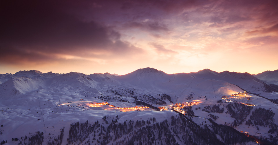 La Plagne at night - La Plagne Tourisme