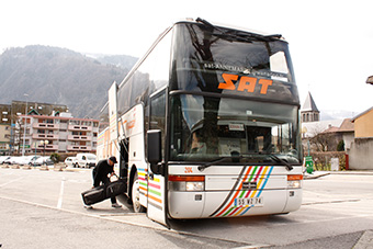 bus at Cluses train station